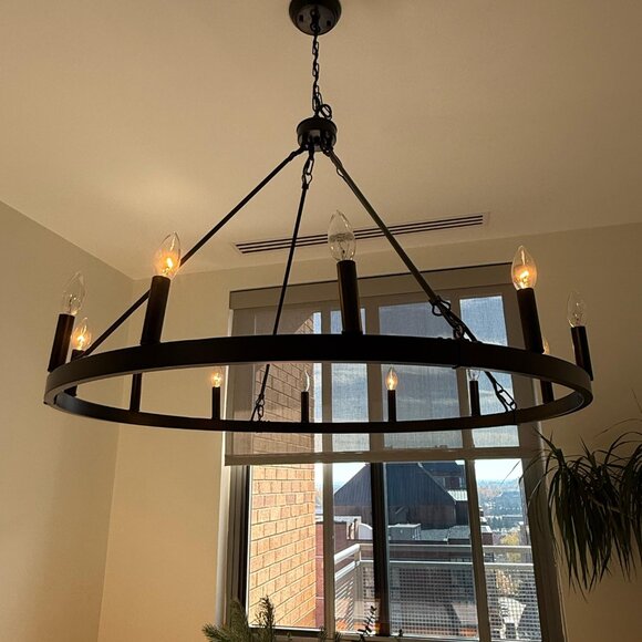 36 in living/dining room light fixture black metal farmhouse contemporary - Picture 2 of 2